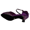 Buty taneczne Dostosowane pięta dziewczęta/ kobiet salsa balsowa Purple Professional Socials Evening Party Latin Open Top