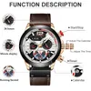 Montre-bracelets 2024 Lige Fashion Mens Watches Top Leather Watch For Men Sport Chronograph Militar