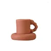 Candle Holders Tea Cup Candlestick Ceramic Holder Mini Shape Riem Handhendel Ornamenten Decoratief huisdecoratie