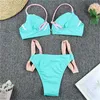 Patchwork Patchwork Triangwork Seksowne bikini v-wire y2k bandage stringi strzałki kąpielowe push up tropikalne wakacje dla kąpiec na plaż