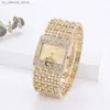 Orologi da polso semplice oro quadrato ES DONNE DONNA FASHIO CASA CASUALE Bracciale Ladies 2021 G Diamond Diamond Diarmale Female Quarzo Clock240409