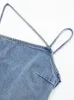 Lässige Kleider in Sommerkleidung für Frauen Streetstyle ärmellose Denim Kleid 2024 Mode Asymmetrischer Nacken dünner Gurt Midi