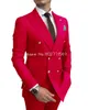 Double Breasted Business Men passar Bourgogne Två stycken Slim Fit High Quality For Wedding Party Prom Man Suits Costume Homme 240326