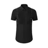 Men's Casual Shirts Minglu Cotton Rivet Luxury Short Sleeve Solid Color Summer Slim Fit Party White Black Male Dress