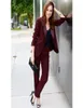 Burgundy Two Pieces Mother Of The Bride Pant Suits One Button Women Suit Shawl Lapel Wedding Guest Dress Plus Size Mothers Groom D5595601