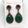 Dingle örhängen 1Pair Natural Stone Stud örhänge CZ PAVED GRÖN JADE LABRADORIT DROP FÖR WEMAN LADY MODE SMEEDDACH GIFT