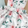 Clothing Sets 3PCS Baby Girls Clothes Cute Summer Toddler Outfits Set Ribbed Short Sleeve Romper Floral Suspender Skirt Headband Kids Suits