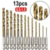 13pcs 1/4 Hex Shank 1,5-6,5 mm Bohrbits HSS Hochgeschwindigkeits-Stahlbohrer-Bit-Set-Werkzeug Neu