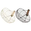 Storage Bottles 2 Pcs Shopping Basket Wooden Handle Home Decor Wire Convenient Egg Iron Eggs Baskets Tabletop