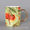 Mugs Creative Bone China Coffee Mug Cute Colored Fruit Porcelain Tea Cup European Household Ceramic Breakfast Milk Water