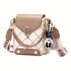 Andere tassen kruisen body dames mini plaid crossbody tas met ketting decor flap mini schouderbeurs klassieke schoudertas met brede schouderband