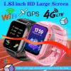 Watches Kids 4G Watch Watch درجة حرارة SOS GPS الموقع مكالمة فيديو WiFi Sim Card Kids 1.83inch HD Smartwatch Camera مقاومة للماء طفل