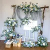 Mesa de arreglo de fila de flores artificial, bola floral, accesorios de fondo de bodas, decoración de letreros de bienvenida, flores de esquina, exhibición de fiesta