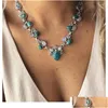 Colliers de pendentif 2024 Couleur de mode Boho Blanc Green Fleurs Instruction Perles Choker Pendants pour femmes Bijoux Drop livraison bijoux OT4RY
