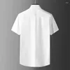 Camisas casuais masculinas Minglu algodão rebite de luxo de luxo curto cor sólida verão slim fit Party White Black MacH Vestio