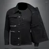 Men's Jackets 2024 High Quality Fashion Handsome With Stylish Casual Boutique Motorcycle Snowflake Period Zip-up Lapel Denim Coat M-4XL