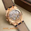 AP Wristwatch Collection Mens Royal Oak Series 26240or Rose Gold Blue Plate Belt Loissire Business Sports Back Transparent Automatic mécanical Watch L0W1