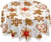 Table de table de table de Noël gingembre rond des biscuits à motif de couverture de motif de motif en polyester lavable Dining décoratif pour les vacances