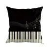 Pillow Square Linen Musical Note Printed Cushion Covers Home Decor Outdoor Pillowcase Decorative Sofa Cover