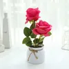 Decorative Flowers Fake With Two Ends Rose Bonsai Simulated Interior Decoration Ornaments Potted Green Plants