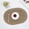 Table Mats 5pcs Round Braided Placemats For Dining Tables Woven Washable Non-Slip Place Mat Line Design Party Desktop Decoration