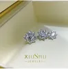 Stud Earrings Fashionable Temperament S925 Pure Silver Flower High-end Diamond Imported High Carbon Wedding Jewelry