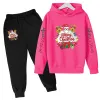 Kids Hoodie Neujahr Kleidung Weihnachten Kleidung Santa Print Jungen Mädchen Mantel 3-13 Jahre altes Top/Hosen 2p Casual Sport Set