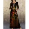 Robes décontractées robe femme d'été Impression florale à manches longues loissive O-cou vestide à la mode Vente ysx9114