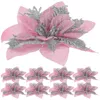 Dekorativa blommor Juldekorationer Xmas Artificial Poinsettia Flower Fake Clip