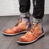 Stövlar nya män pekade retro mode laceup brogue fotled stövlar brittiska designer botas trend avslappnad hightop punk rockskor