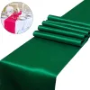 1pcs Couleur solide Table Satin Runner Couverture de table élégante pour la fête de festival de banquet de mariage à la maison Décoration de table d'hôtel Catering Hotel