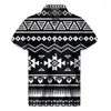 Men's Casual Shirts Retro Mexico Aztec 3D Print Hawaiian Men Summer Ethnic Totem Pattern Lapel Shirt Street Loose Short Sleeves Blouse Tops