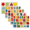 Wholesale Top Bright Wooden Shape Matching Board Number Cognitive Board Hand-eye Coordination Wooden Alphabetic Letter Board for toddlers