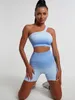 Set attivo SPORT SUP Sports Gradient Color Yoga Bra Shorts Leggings Fitness Gym Wa