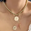Catene con maglione a tre strati Collana intagliata a pendente a pendente a sospensione Women Women Metal Jewelry Accessori