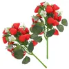 Party Decoration 2 PCS Simulation Strawberry Bouquet Artificial Plant Ornament Fruit Kix Fake Small Berries Deced Desk Home Floral Plants