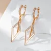 Серьги с серьгами kinel fashion glossy hollow rombus с серьгой для женщин необычный натуральный циркон 585 Цвет розового золота ежедневно тонкая этническая