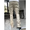 Heren jeans gestapelde mannen ontwerper voor broek heren paarse merk mode coole stijl nieuwe borduurwerk zelfgat wassen druppel levering kleding c otmvw