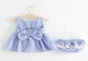 2018 Girls Baby Childrens Clothing ensembles Bow Striped Robes Shorts 2pcs Set Cotton Bow Princess Robe Boutique Vêtements Outf3963737