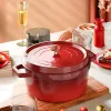 Enameled Cast Aluminum Dutch Oven With Lid 4.7L Nonstick Pan for Bread Baking Casserole Dish Enamel Coating For All Heat Source