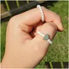 Rings Hematite Moonstone Heart Stainless Steel Mixcolor Natural Stone Ring For Women Fashion Elastic Rope Adjustable Drop Delivery Je Dhdwe