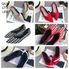 2024 Top Luxury Flat Bottomed Pointed Ballet Soft Soled Sticked Maternity Womens Boat Shoe Casual and Bekväm