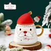 Kubki Santa Kubek z pokrywką łyżką świąteczną ceramiczną filiżankę kawy espresso tazas wodna popołudniowa herbaciarnia