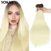 40 Zoll langes Haarwebeblonde Synthetische Straight Ombre Blonde Rotbraune Hochtemperaturfaserhaarverlängerungen für Frauen