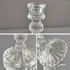 Candle Holders Clear Glass Octagon Top Taper Holder Ribbed Stand Home Wedding Household Decoration