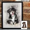 Watercolor Custom Pet Portrait Personalized Poster Hand Drawn Canvas Painting Dog Art Print Wall Pictures Living Room Decor