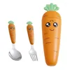 Set di stoviglie Creative Cartoon Carrot Table stoviglie Set in acciaio inossidabile Fruit Supplement Fork Scoon Handle