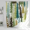Shower Curtains Tropical Green Plant Leaves Palm Cactus Bathroom Curtain Frabic Waterproof Polyester With Hooks