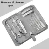 Kits Weihnachtsgeschenk professionelle Manikürewerkzeuge 12 Stück Maniküre Set Edelstahl Nagelzange Hand Fuß Gesichtspflege Maniküre Kit Kit