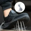 Boots New Fashion Men Work Sneakers Socks Shoes Light Steel Toe Antismash Safety Shoes Men Punctureproof Indestructible Shoes Male